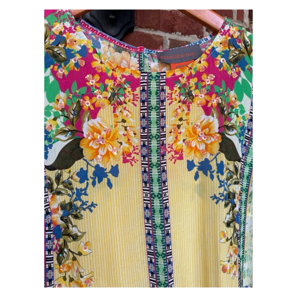 NWOT Anthropologie Bhanuni By Jyoti Mixed Print Beaded Top Size XS - Picture 5 of 15